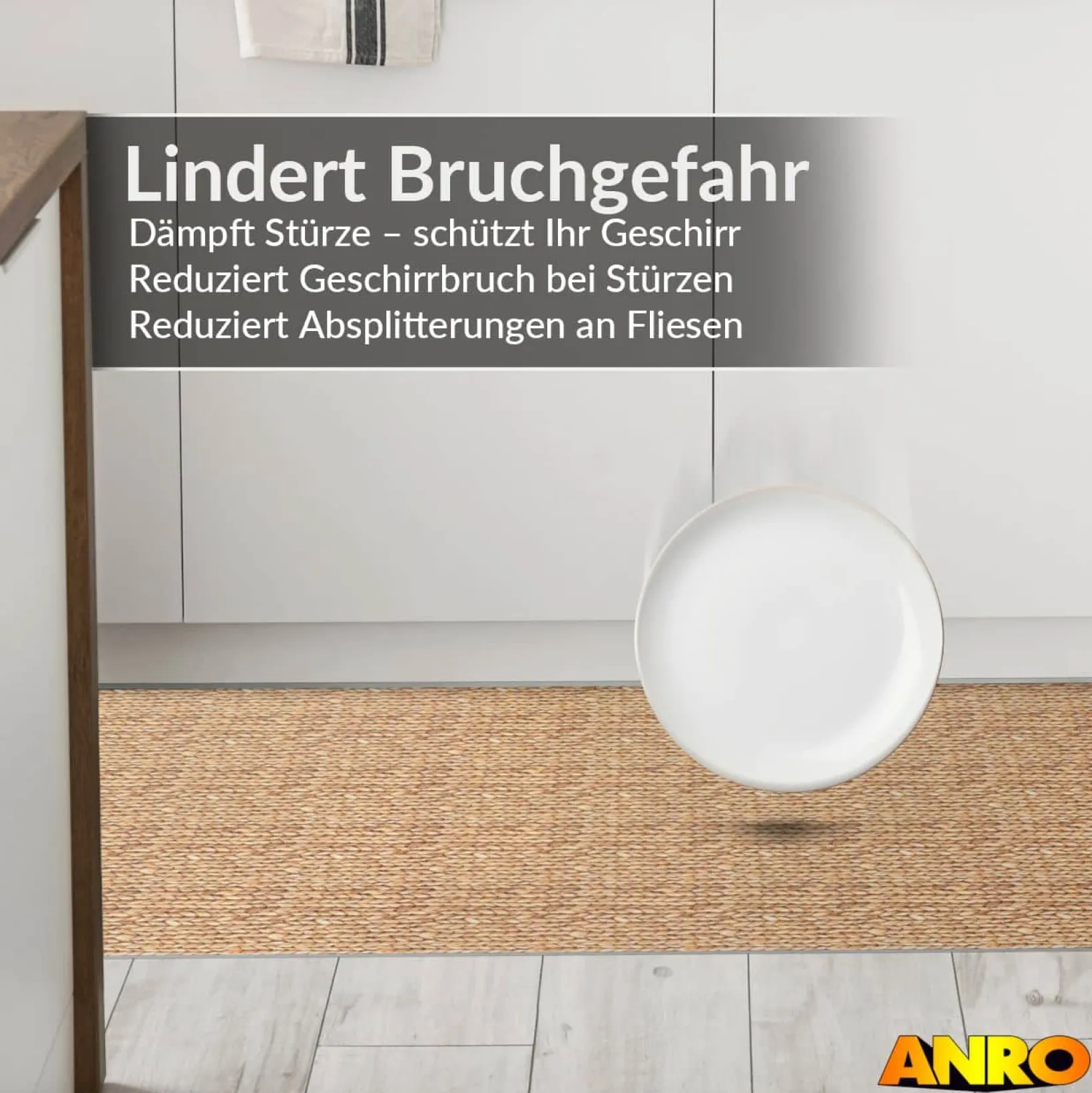 Küchenteppich Küchenläufer abwaschbar Teppichläufer Küche rutschfest Flur Läufer pflegeleicht Zopfmuster Breite 67cm