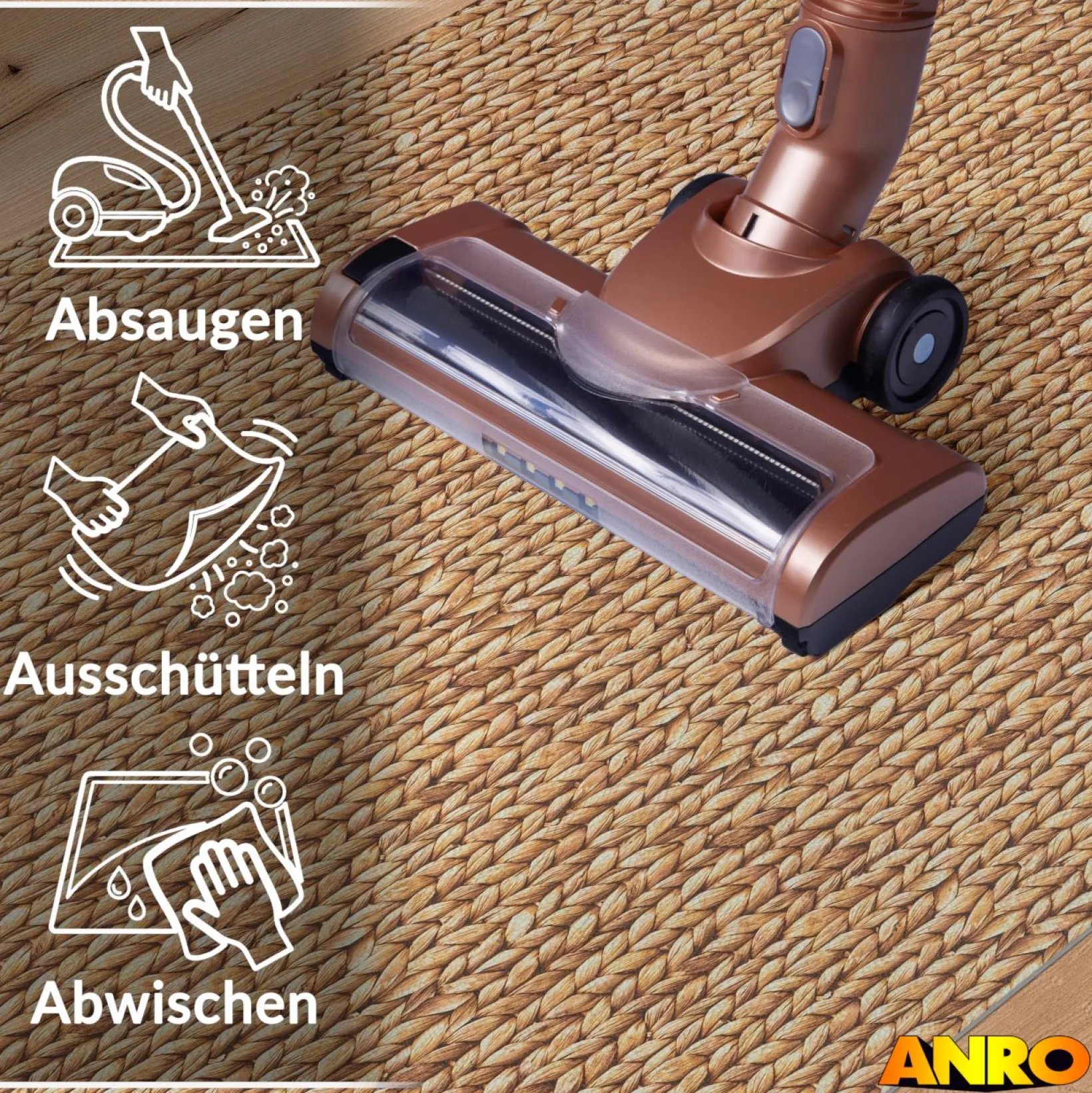 Küchenteppich Küchenläufer abwaschbar Teppichläufer Küche rutschfest Flur Läufer pflegeleicht Zopfmuster Breite 67cm