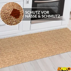 Küchenteppich Küchenläufer abwaschbar Teppichläufer Küche rutschfest Flur Läufer pflegeleicht Zopfmuster Breite 67cm