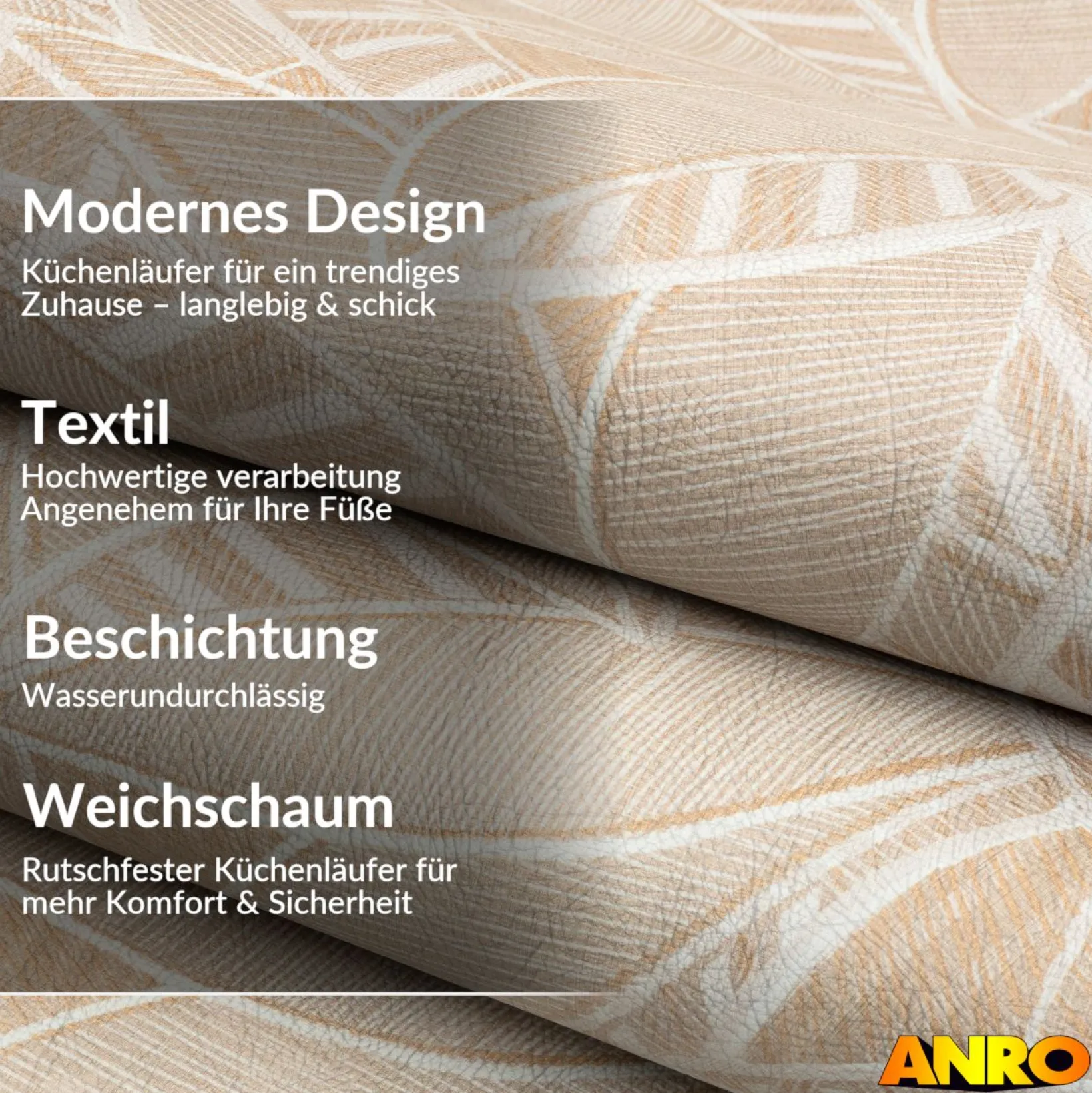 Küchenteppich Küchenläufer abwaschbar Teppichläufer Küche rutschfest Flur Läufer pflegeleicht Flora Breite 67cm