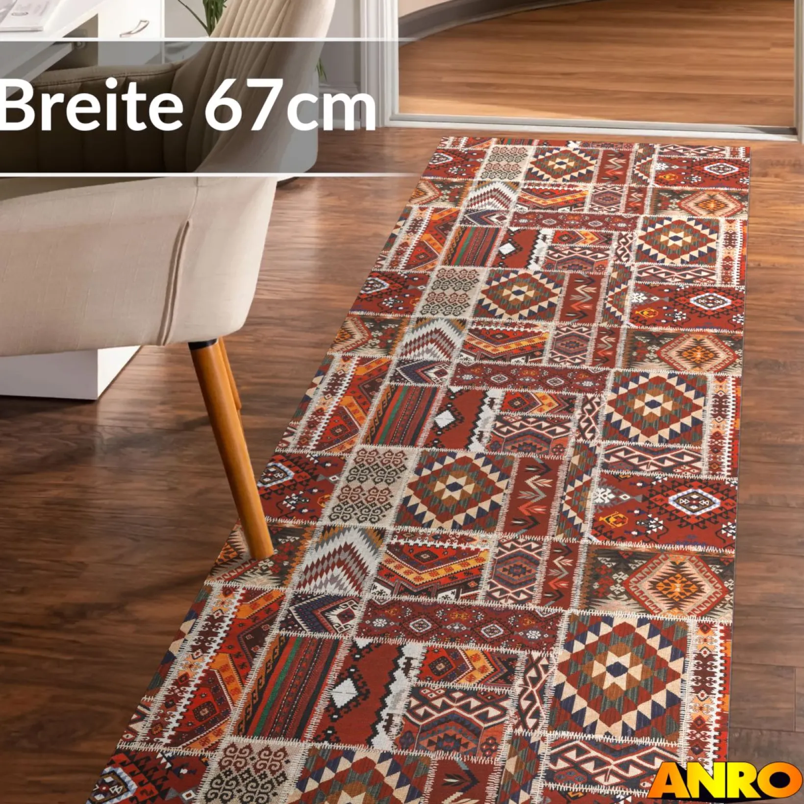 Küchenteppich Küchenläufer abwaschbar Teppichläufer Küche rutschfest Flur Läufer pflegeleicht Amaru Breite 67cm