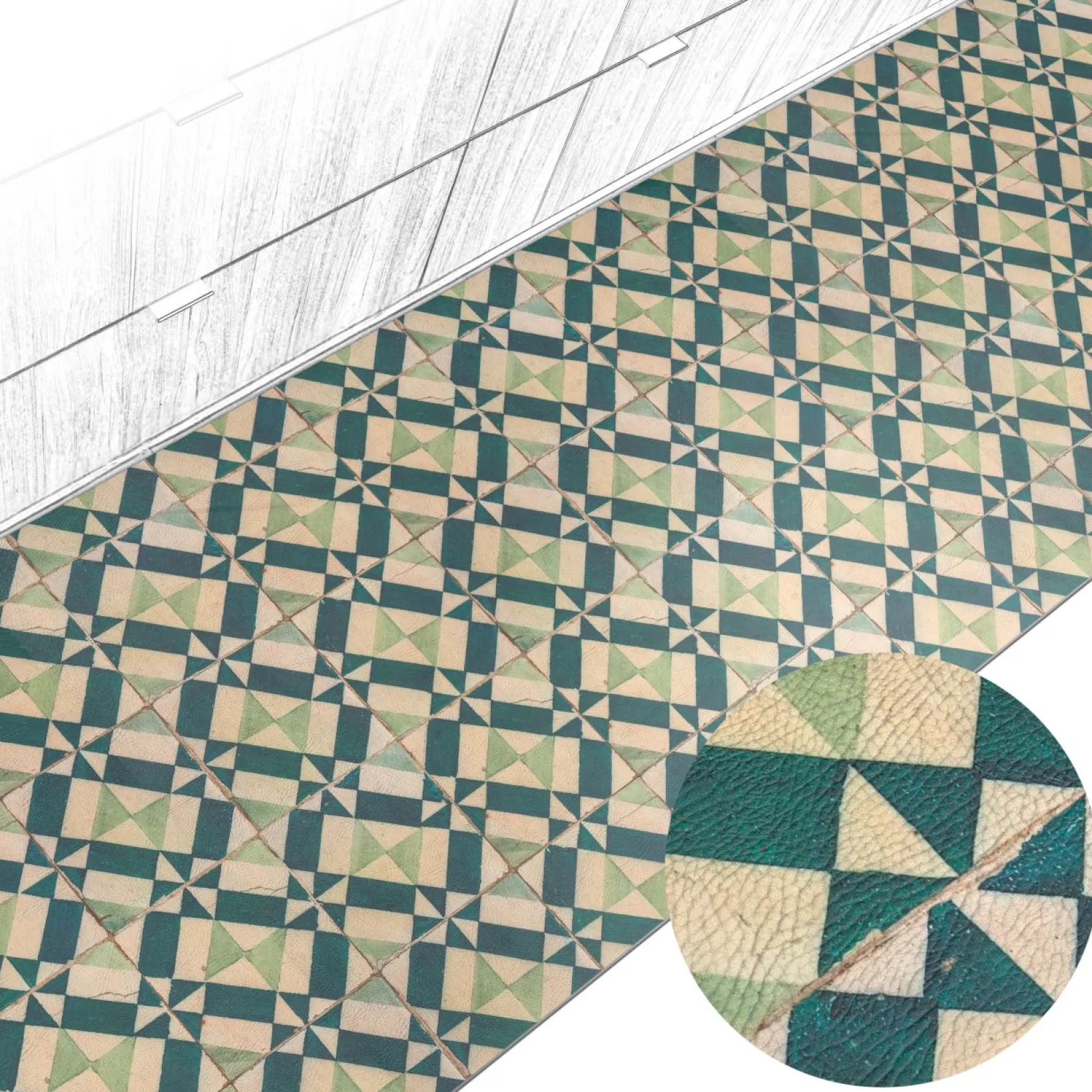 Küchenteppich Küchenläufer abwaschbar Teppichläufer Küche rutschfest Flur Läufer pflegeleicht Azulejo-Design Breite 67cm