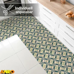 Küchenteppich Küchenläufer abwaschbar Teppichläufer Küche rutschfest Flur Läufer pflegeleicht Azulejo-Design Breite 67cm