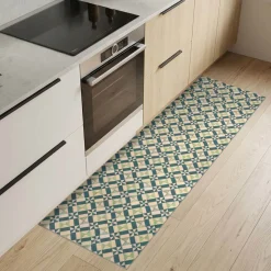 Küchenteppich Küchenläufer abwaschbar Teppichläufer Küche rutschfest Flur Läufer pflegeleicht Azulejo-Design Breite 67cm