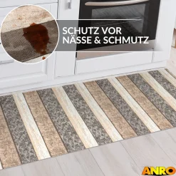 Küchenteppich Küchenläufer abwaschbar Teppichläufer Küche rutschfest Flur Läufer pflegeleicht Holz Breite 67cm