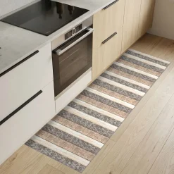 Küchenteppich Küchenläufer abwaschbar Teppichläufer Küche rutschfest Flur Läufer pflegeleicht Holz Breite 67cm