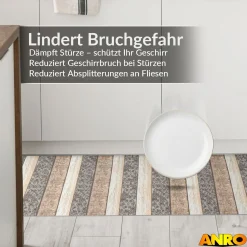 Küchenteppich Küchenläufer abwaschbar Teppichläufer Küche rutschfest Flur Läufer pflegeleicht Holz Breite 67cm