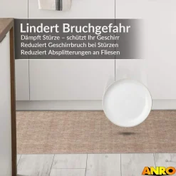 Küchenteppich Küchenläufer abwaschbar Teppichläufer Küche rutschfest Flur Läufer pflegeleicht Uni Braun Breite 67cm