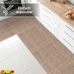 Küchenteppich Küchenläufer abwaschbar Teppichläufer Küche rutschfest Flur Läufer pflegeleicht Uni Braun Breite 67cm