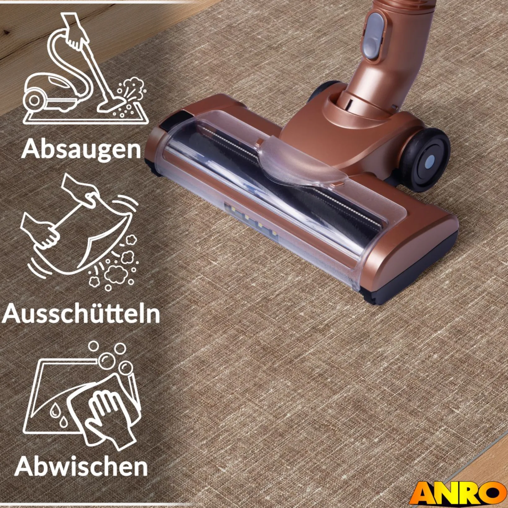 Küchenteppich Küchenläufer abwaschbar Teppichläufer Küche rutschfest Flur Läufer pflegeleicht Uni Braun Breite 67cm