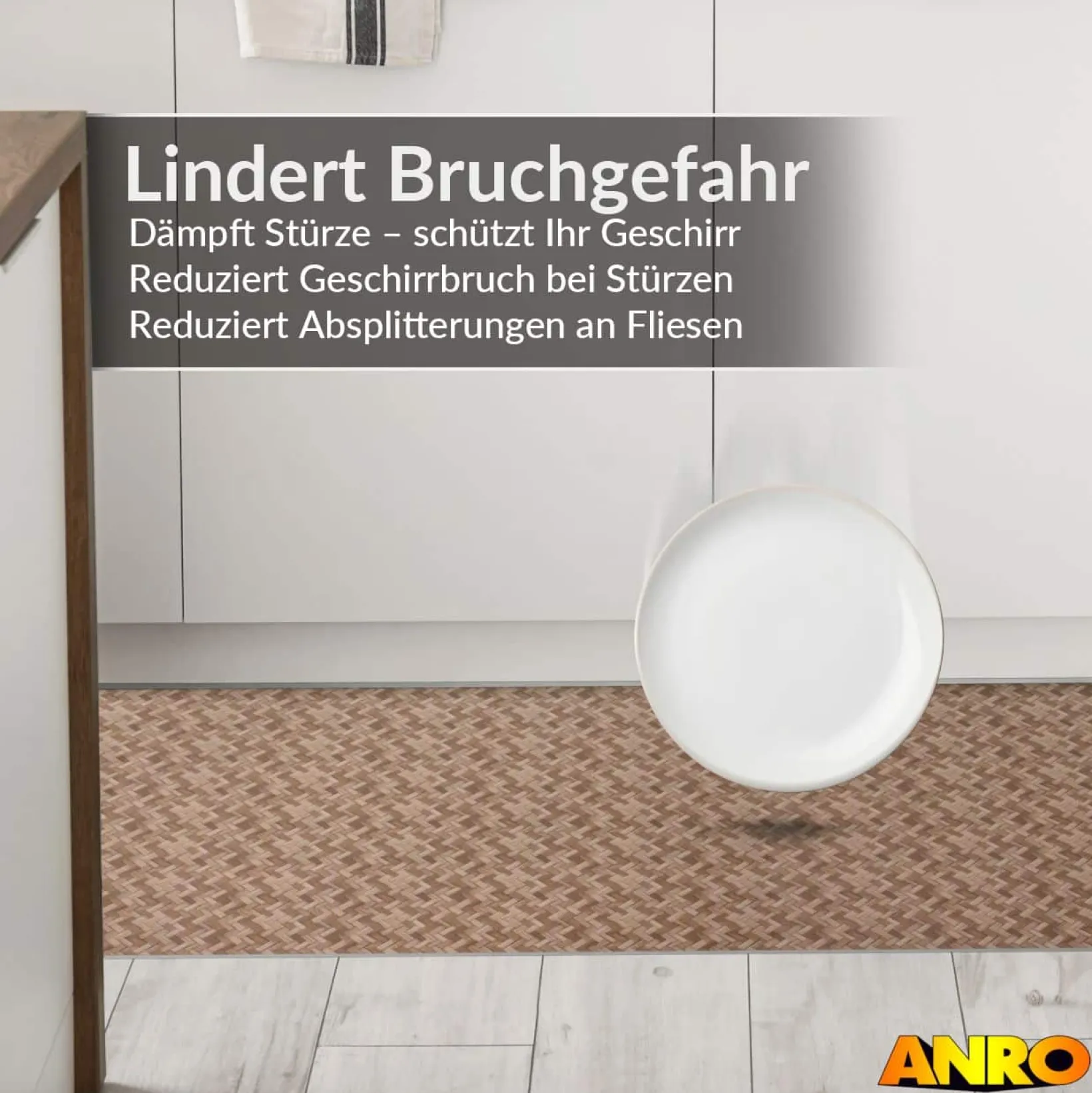 Küchenteppich Küchenläufer abwaschbar Teppichläufer Küche rutschfest Flur Läufer pflegeleicht Rattanoptik Breite 67cm
