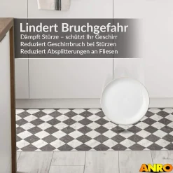 Küchenteppich Küchenläufer abwaschbar Teppichläufer Küche rutschfest Flur Läufer pflegeleicht Schachfliesen Breite 67cm