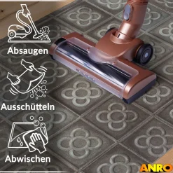 Küchenteppich Küchenläufer abwaschbar Teppichläufer Küche rutschfest Flur Läufer pflegeleicht Barcelona-Blume Breite 67cm
