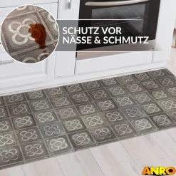Küchenteppich Küchenläufer abwaschbar Teppichläufer Küche rutschfest Flur Läufer pflegeleicht Barcelona-Blume Breite 67cm