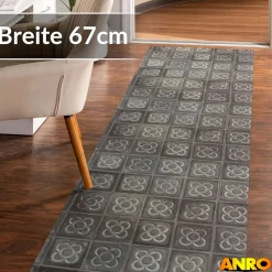 Küchenteppich Küchenläufer abwaschbar Teppichläufer Küche rutschfest Flur Läufer pflegeleicht Barcelona-Blume Breite 67cm