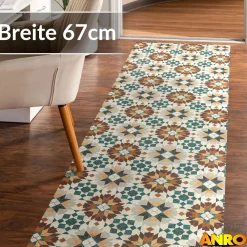 Küchenteppich Küchenläufer abwaschbar Teppichläufer Küche rutschfest Flur Läufer pflegeleicht Vintagefliesen Breite 67cm