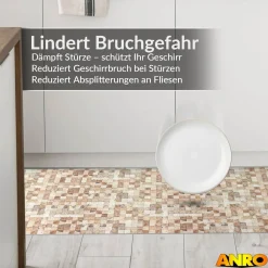 Küchenteppich Küchenläufer abwaschbar Teppichläufer Küche rutschfest Flur Läufer pflegeleicht Travertin-Mosaik Breite 67cm