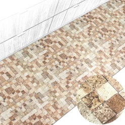 Küchenteppich Küchenläufer abwaschbar Teppichläufer Küche rutschfest Flur Läufer pflegeleicht Travertin-Mosaik Breite 67cm