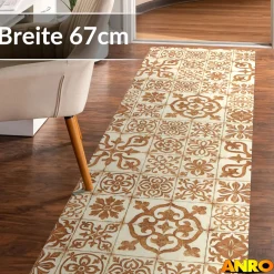Küchenteppich Küchenläufer abwaschbar Teppichläufer Küche rutschfest Flur Läufer pflegeleicht Ornamentfliesen Breite 67cm