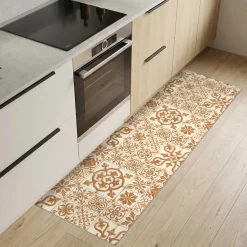 Küchenteppich Küchenläufer abwaschbar Teppichläufer Küche rutschfest Flur Läufer pflegeleicht Ornamentfliesen Breite 67cm
