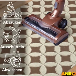 Küchenteppich Küchenläufer abwaschbar Teppichläufer Küche rutschfest Flur Läufer pflegeleicht Runde Fliesen Beige Breite 67cm