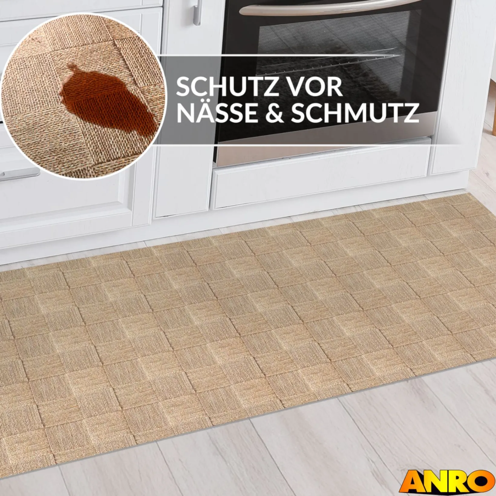 Küchenteppich Küchenläufer abwaschbar Teppichläufer Küche rutschfest Flur Läufer pflegeleicht Patchwork Seil Breite 67cm