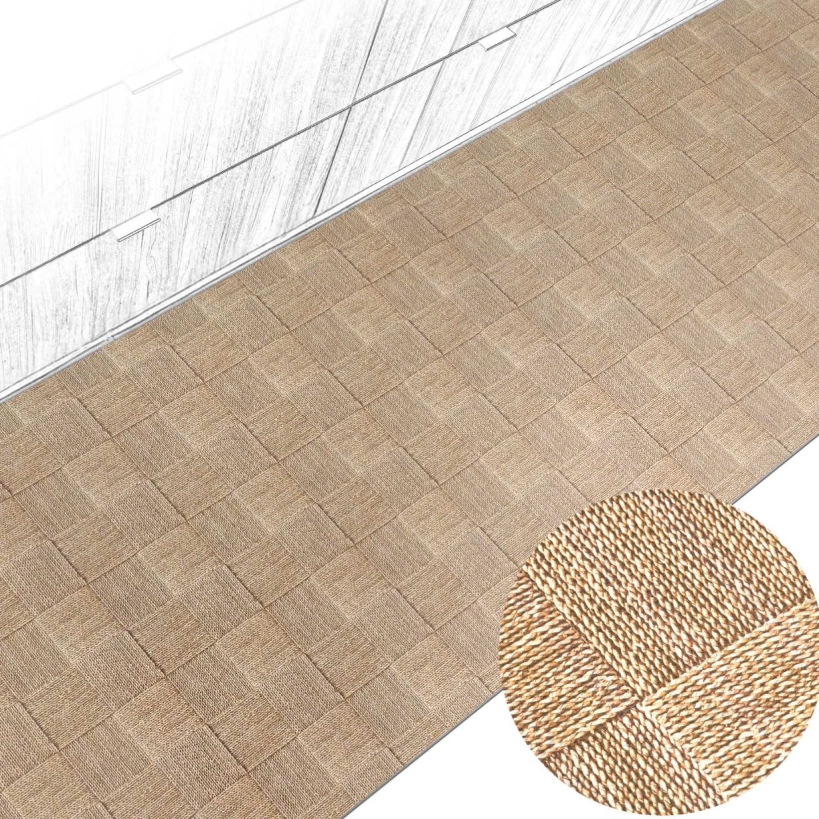 Küchenteppich Küchenläufer abwaschbar Teppichläufer Küche rutschfest Flur Läufer pflegeleicht Patchwork Seil Breite 67cm