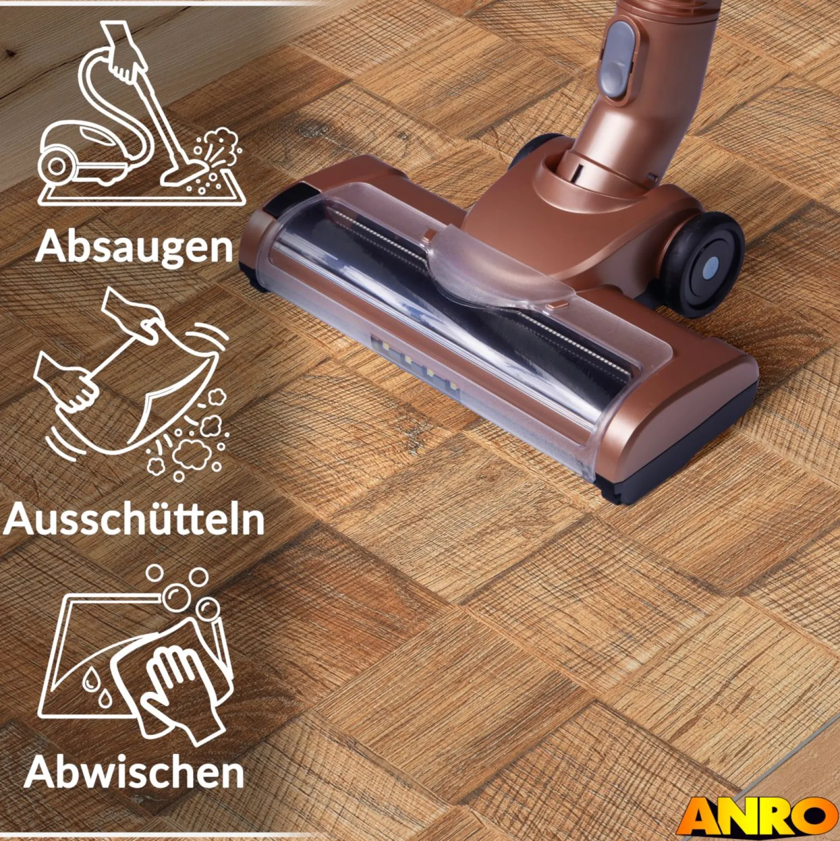 Küchenteppich Küchenläufer abwaschbar Teppichläufer Küche rutschfest Flur Läufer pflegeleicht Patchwork Holz Beige Breite 67cm