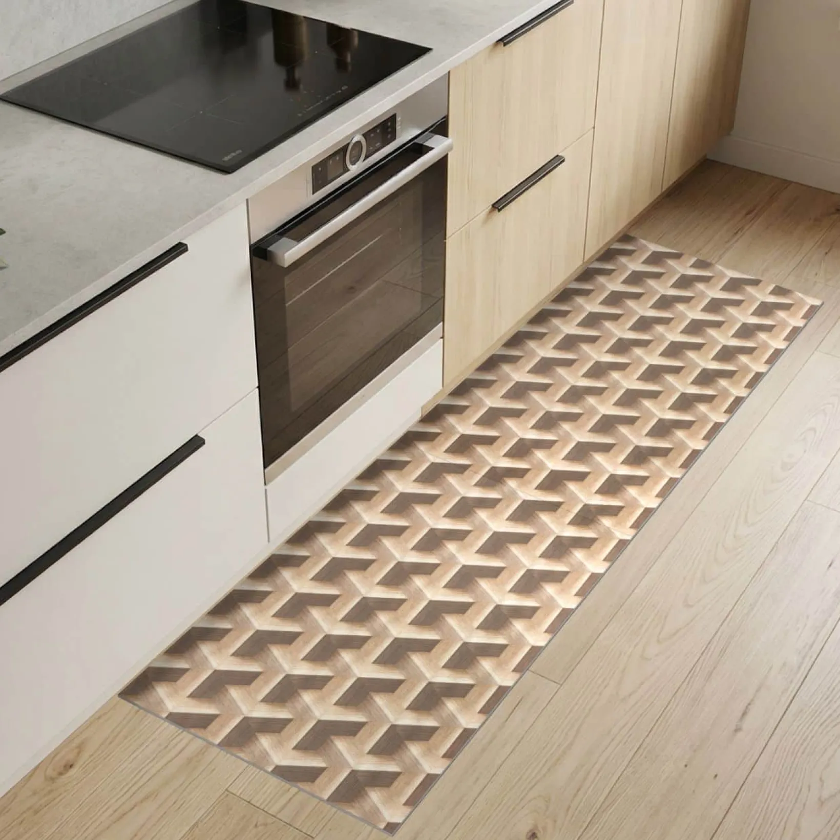 Küchenteppich Küchenläufer abwaschbar Teppichläufer Küche rutschfest Flur Läufer pflegeleicht 3D Breite 67cm