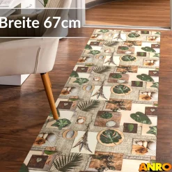 Küchenteppich Küchenläufer abwaschbar Teppichläufer Küche rutschfest Flur Läufer pflegeleicht Garel Breite 67cm
