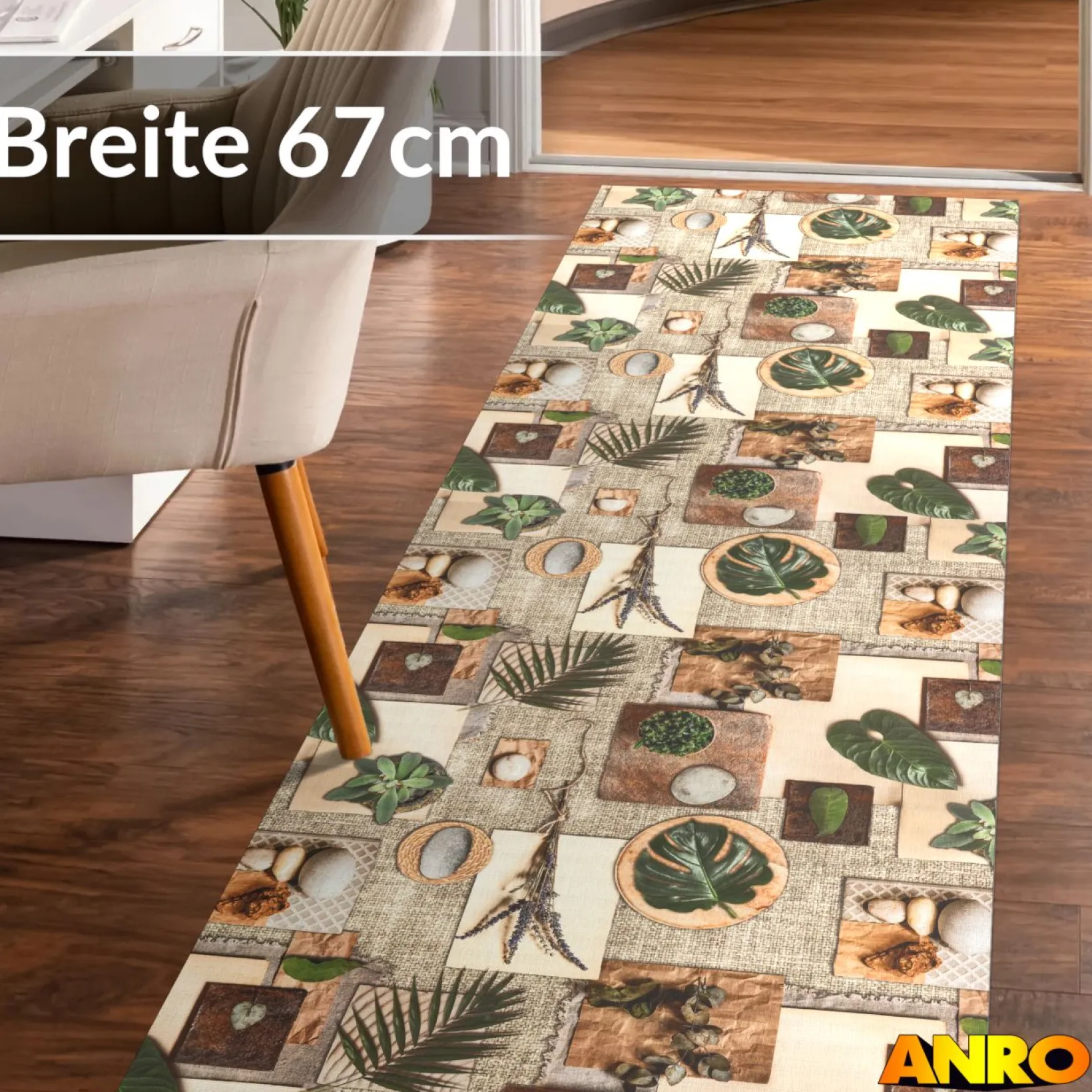 Küchenteppich Küchenläufer abwaschbar Teppichläufer Küche rutschfest Flur Läufer pflegeleicht Garel Breite 67cm