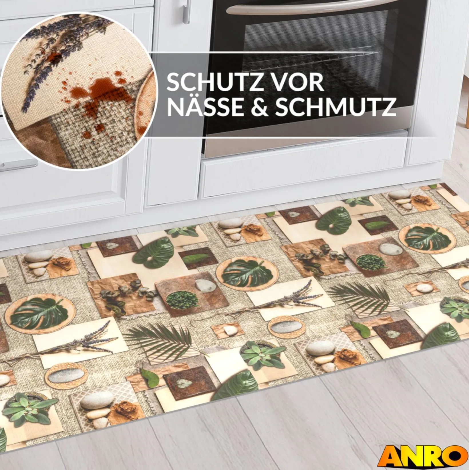 Küchenteppich Küchenläufer abwaschbar Teppichläufer Küche rutschfest Flur Läufer pflegeleicht Garel Breite 67cm