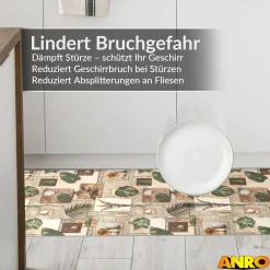 Küchenteppich Küchenläufer abwaschbar Teppichläufer Küche rutschfest Flur Läufer pflegeleicht Garel Breite 67cm