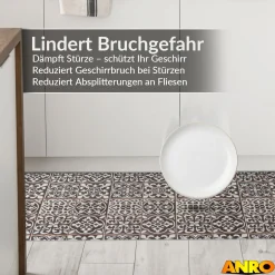 Küchenteppich Küchenläufer abwaschbar Teppichläufer Küche rutschfest Flur Läufer pflegeleicht Maurische Fliesen Breite 67cm