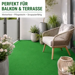 Kunstrasen Rasenteppich für Balkon Terrasse Meterware Grün