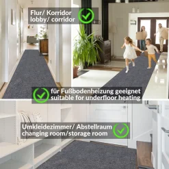 Läufer Flur Teppichläufer Flur Teppich Sauberlaufmatten Schmutzfangmatte Meterware | Breite 100cm