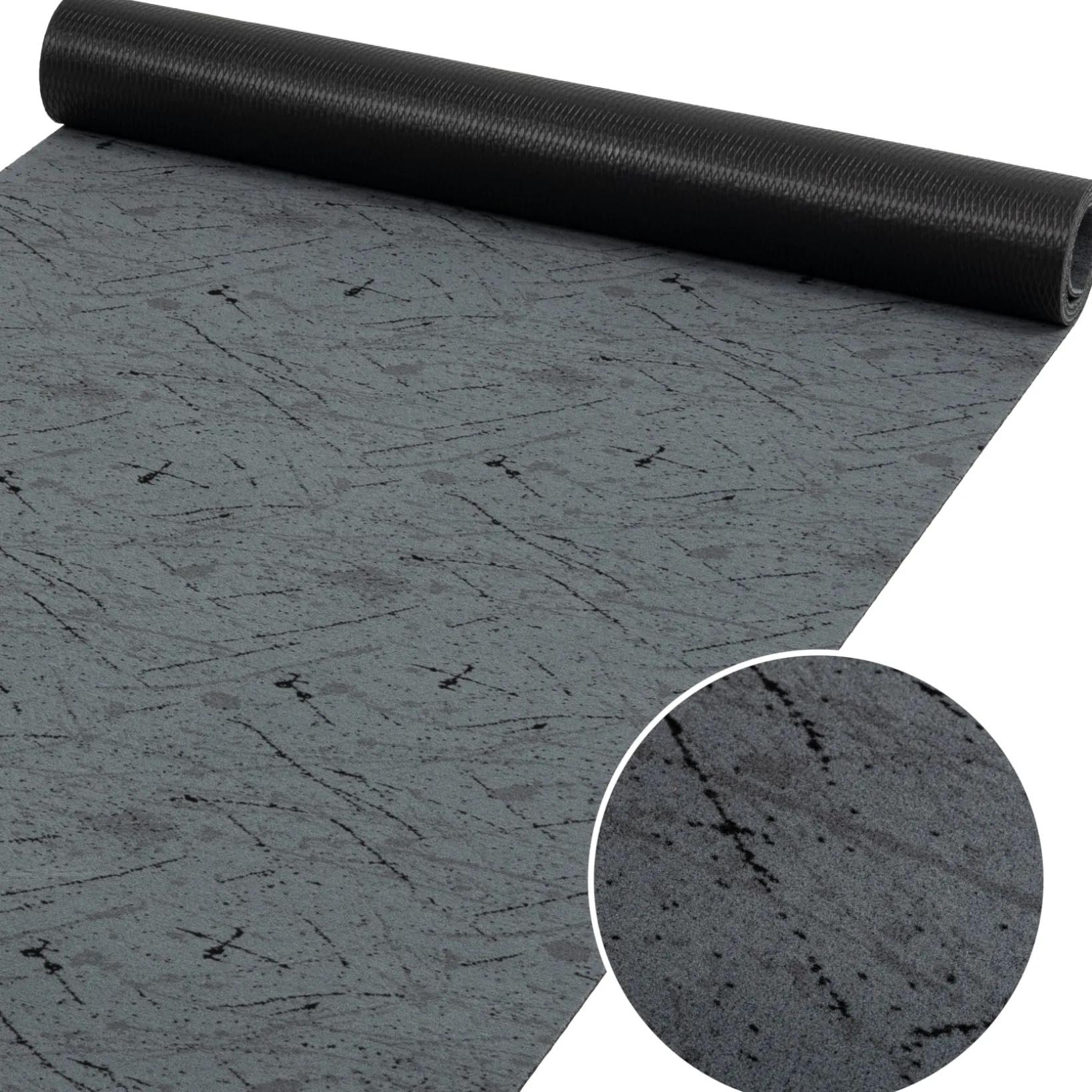 Läufer Flur Teppichläufer Küchenläufer rutschfest Velvet Grau Breite 65cm / 100cm