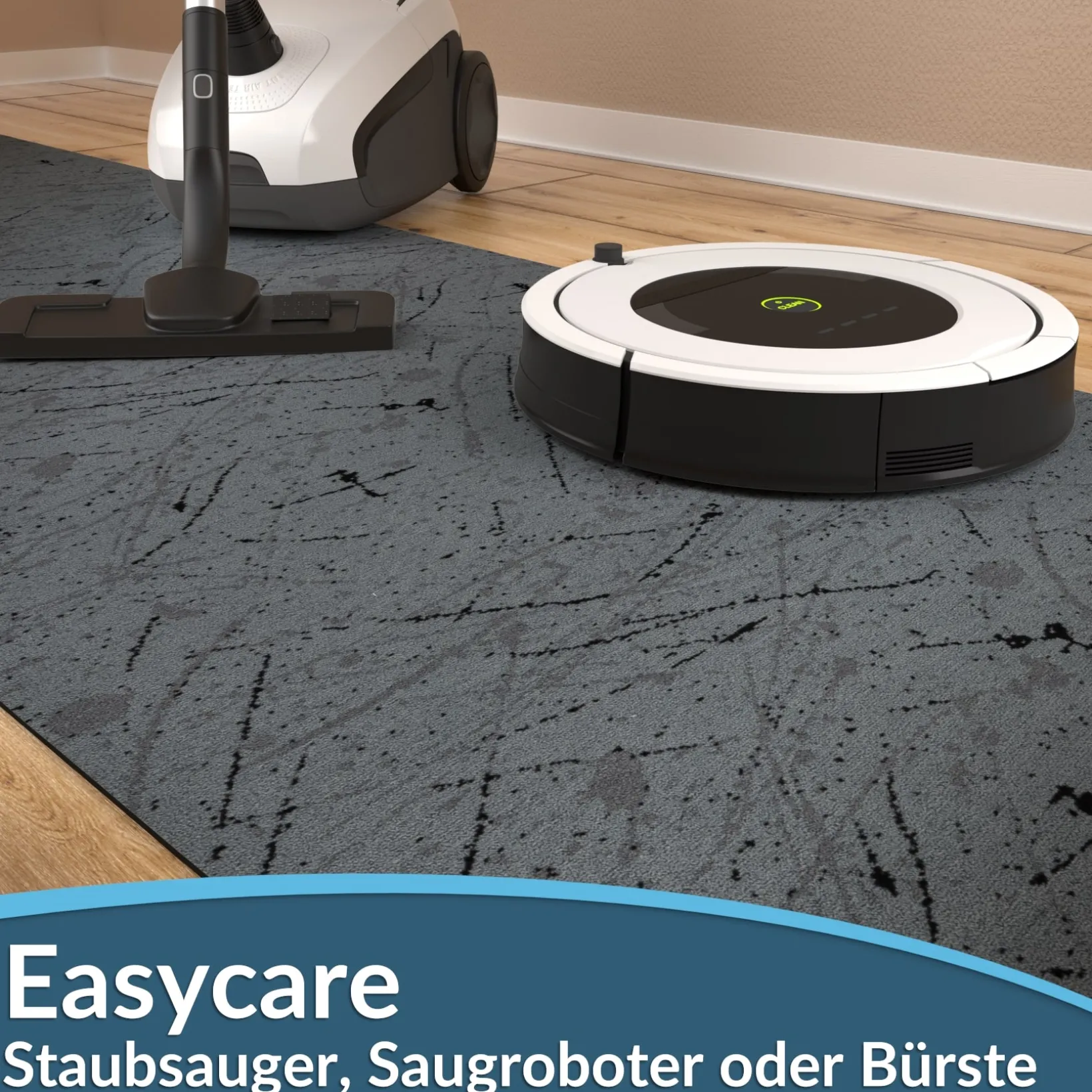 Läufer Flur Teppichläufer Küchenläufer rutschfest Velvet Grau Breite 65cm / 100cm