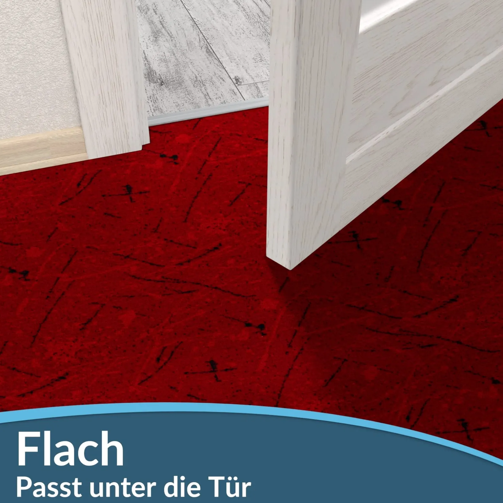 Läufer Flur Teppichläufer Küchenläufer rutschfest Velvet Rot Breite 65cm / 100cm