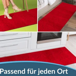 Läufer Flur Teppichläufer Küchenläufer rutschfest Velvet Rot Breite 65cm / 100cm