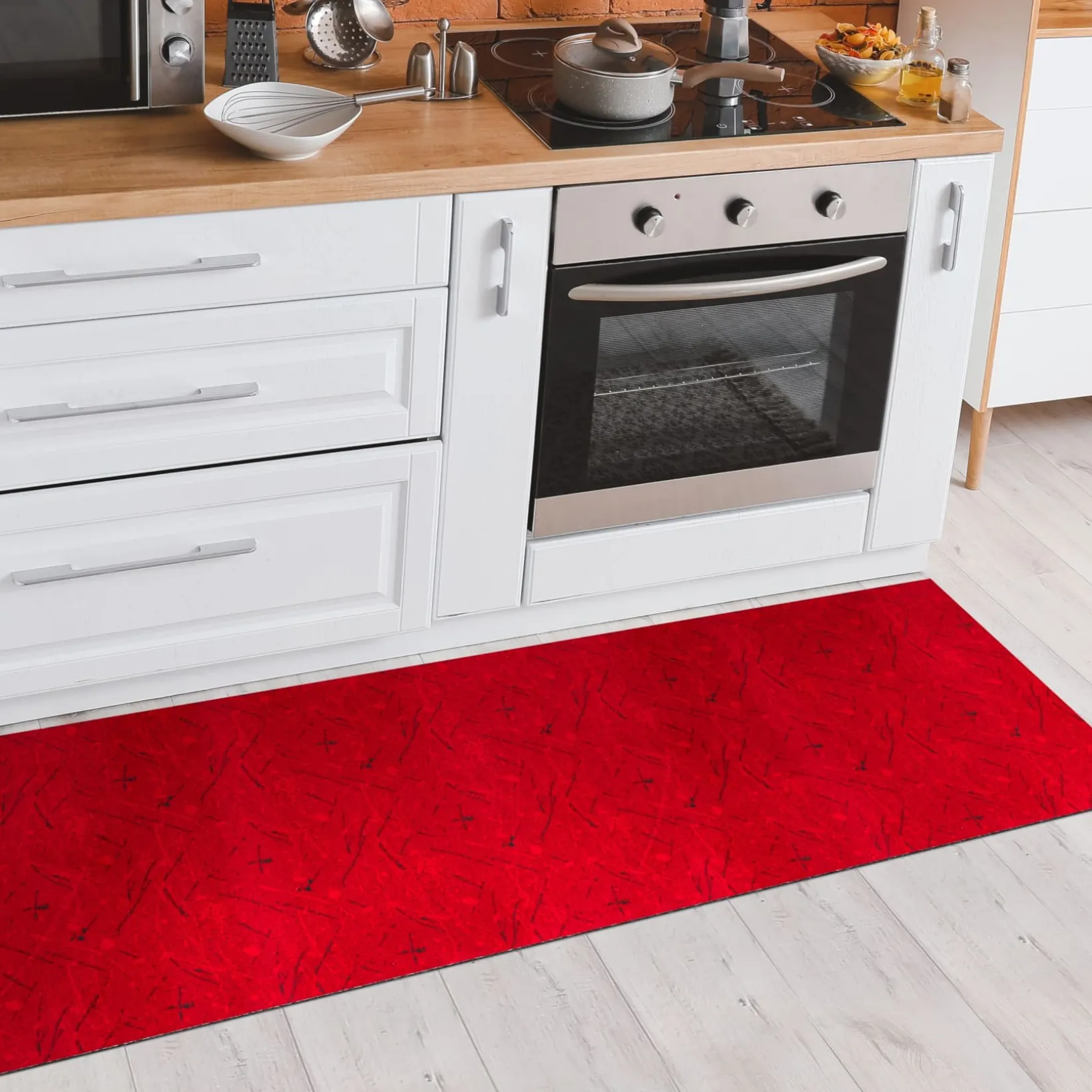 Läufer Flur Teppichläufer Küchenläufer rutschfest Velvet Rot Breite 65cm / 100cm