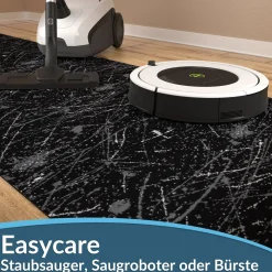 Läufer Flur Teppichläufer Küchenläufer rutschfest Velvet Schwarz Breite 65cm / 100cm