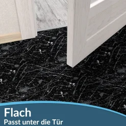 Läufer Flur Teppichläufer Küchenläufer rutschfest Velvet Schwarz Breite 65cm / 100cm