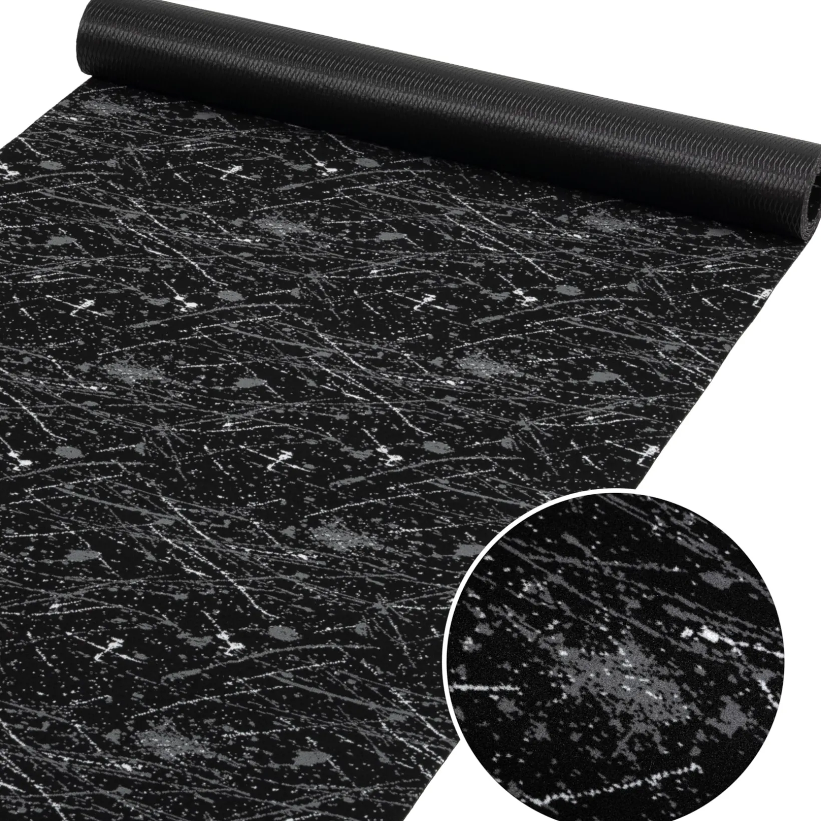 Läufer Flur Teppichläufer Küchenläufer rutschfest Velvet Schwarz Breite 65cm / 100cm
