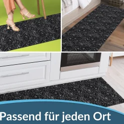 Läufer Flur Teppichläufer Küchenläufer rutschfest Velvet Schwarz Breite 65cm / 100cm