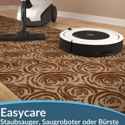 Läufer Flur Teppichläufer Küchenläufer rutschfest Rosen Beig Breite 65cm / 100cm
