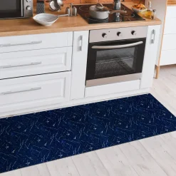 Läufer Flur Teppichläufer Küchenläufer rutschfest Velvet Blau Breite 65cm / 100cm