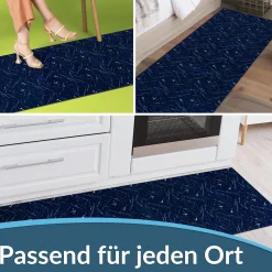 Läufer Flur Teppichläufer Küchenläufer rutschfest Velvet Blau Breite 65cm / 100cm