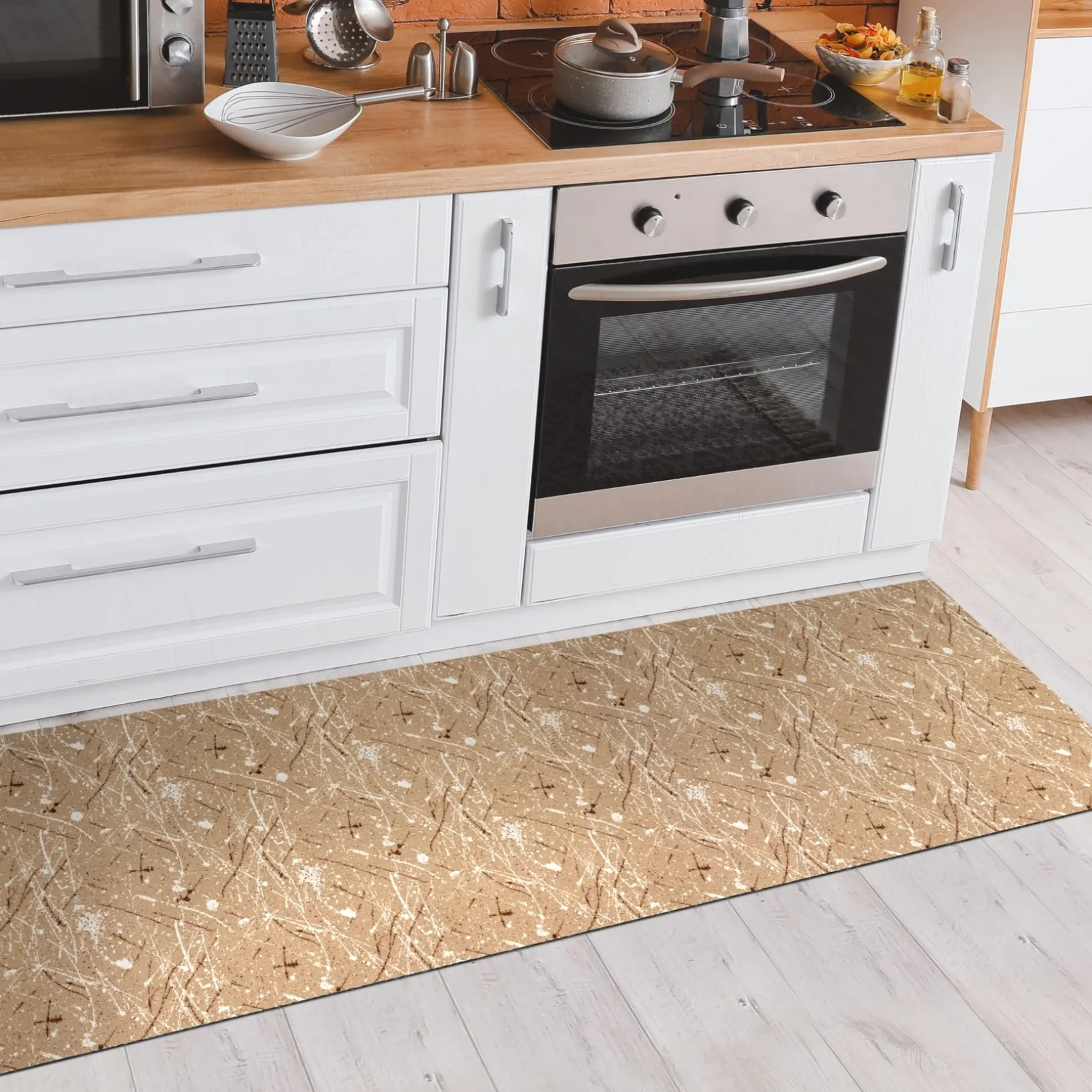 Läufer Flur Teppichläufer Küchenläufer rutschfest Velvet Beig Breite 65cm / 100cm