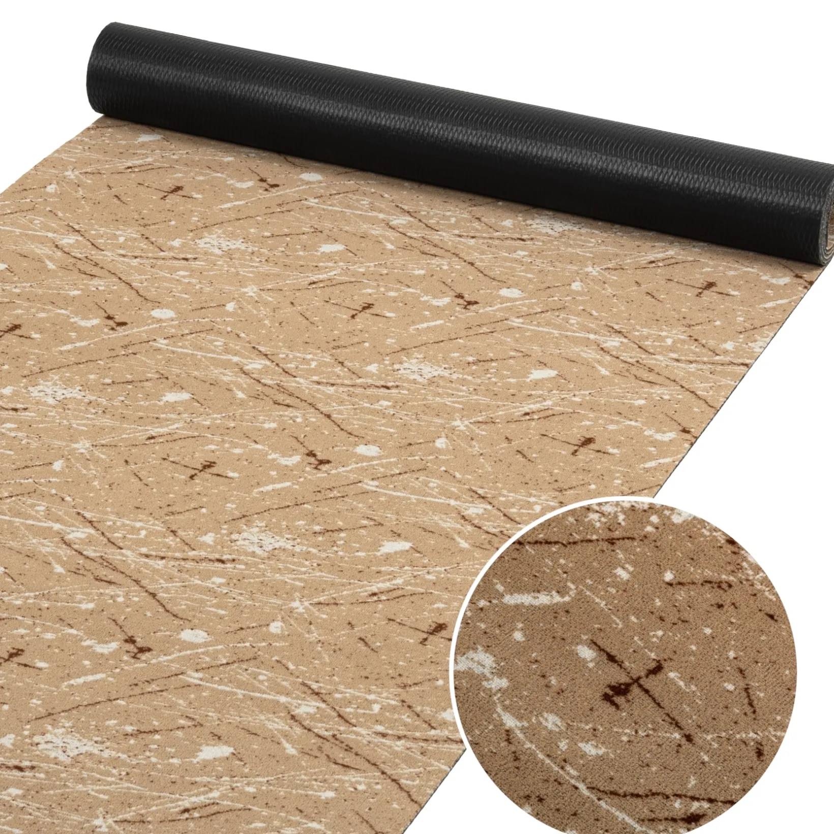 Läufer Flur Teppichläufer Küchenläufer rutschfest Velvet Beig Breite 65cm / 100cm